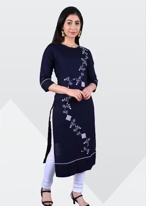 Kurti for Women Long Straight Solid Viscose Rayon Kurti for Women